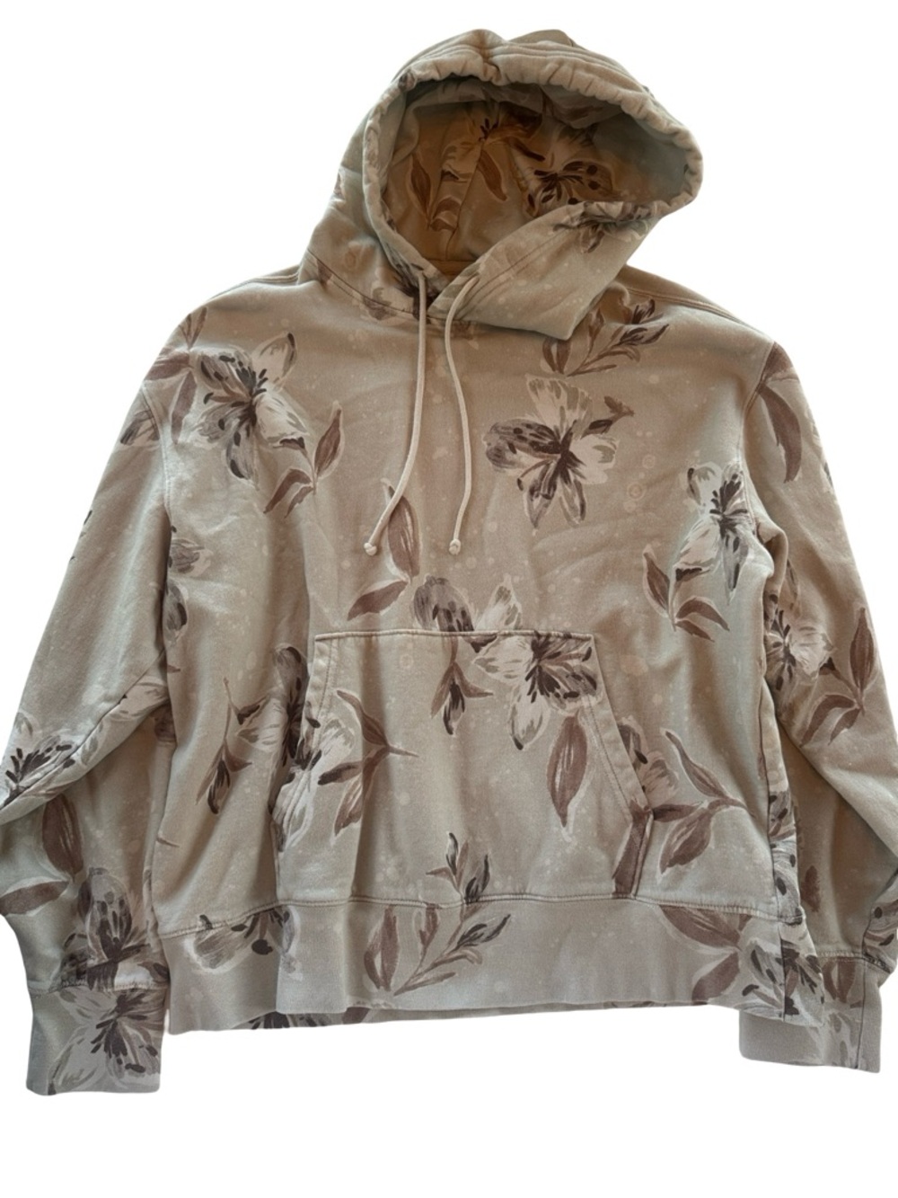 American Eagle Outfitters Taupe Floral Pullover Hoodie